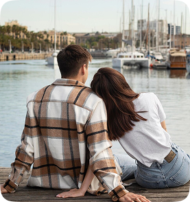 Couple walking on the beach